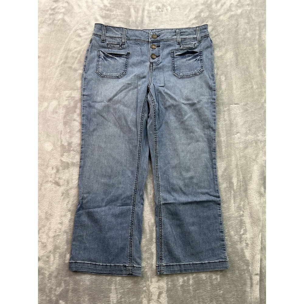Inc Jeans Womens Sz 10 Blue Slim Leg Boot Capri Crop Patch Pocket Boho Beach